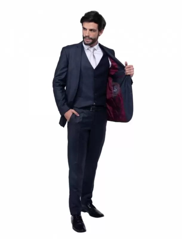 Terno Slim Azul Marinho Brilho