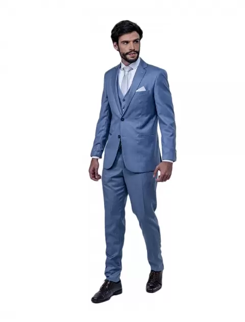 Terno Slim Azul Claro Mescla