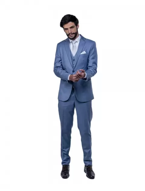 Terno Slim Azul Claro Mescla