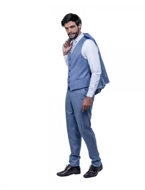 Terno Slim Azul Claro Mescla