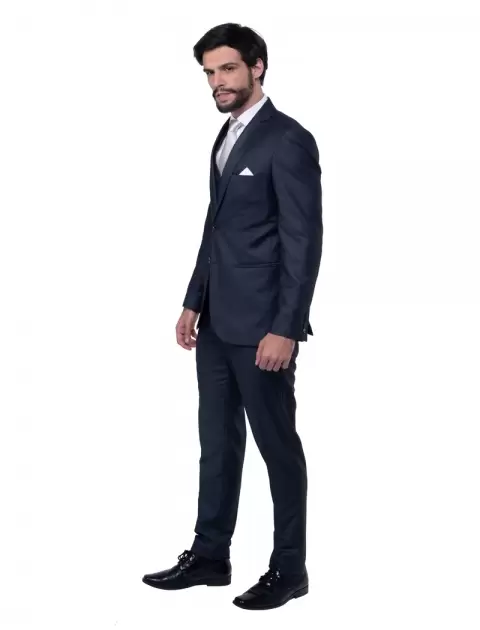 Terno Slim Azul Marinho Brilho