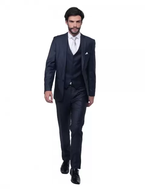 Terno Slim Azul Marinho Brilho