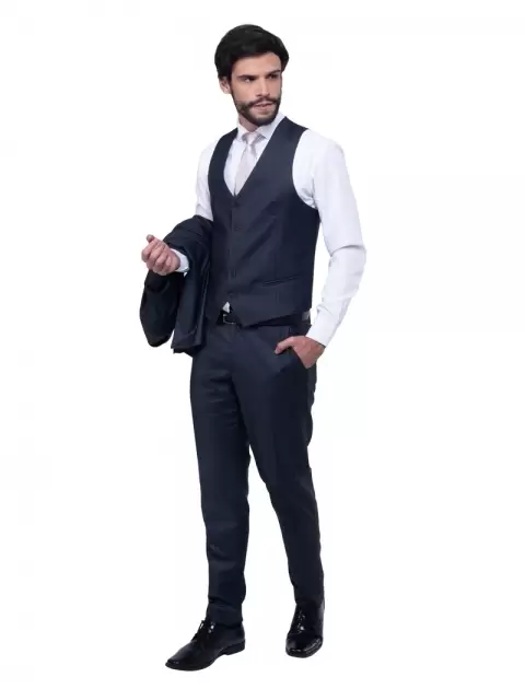 Terno Slim Azul Marinho Brilho