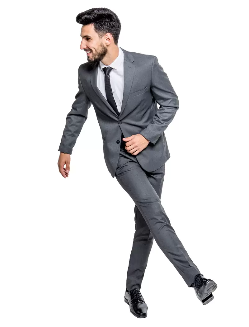 Terno Slim Cinza Chumbo Textura
