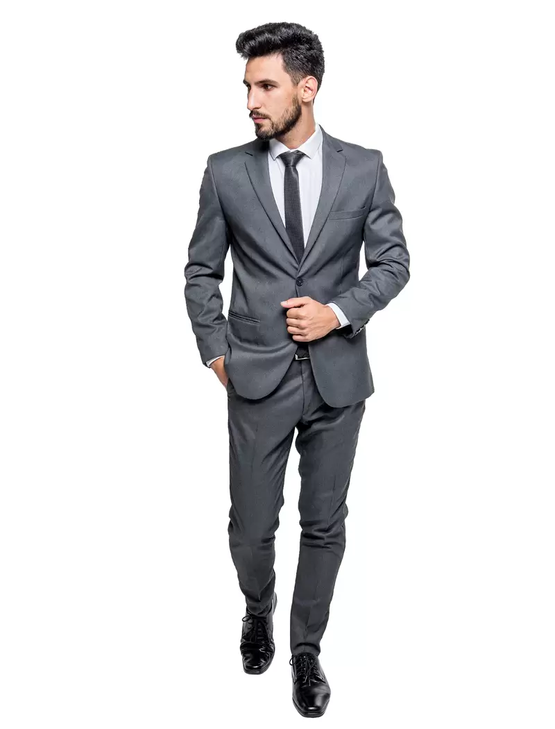Terno Slim Cinza Chumbo Textura