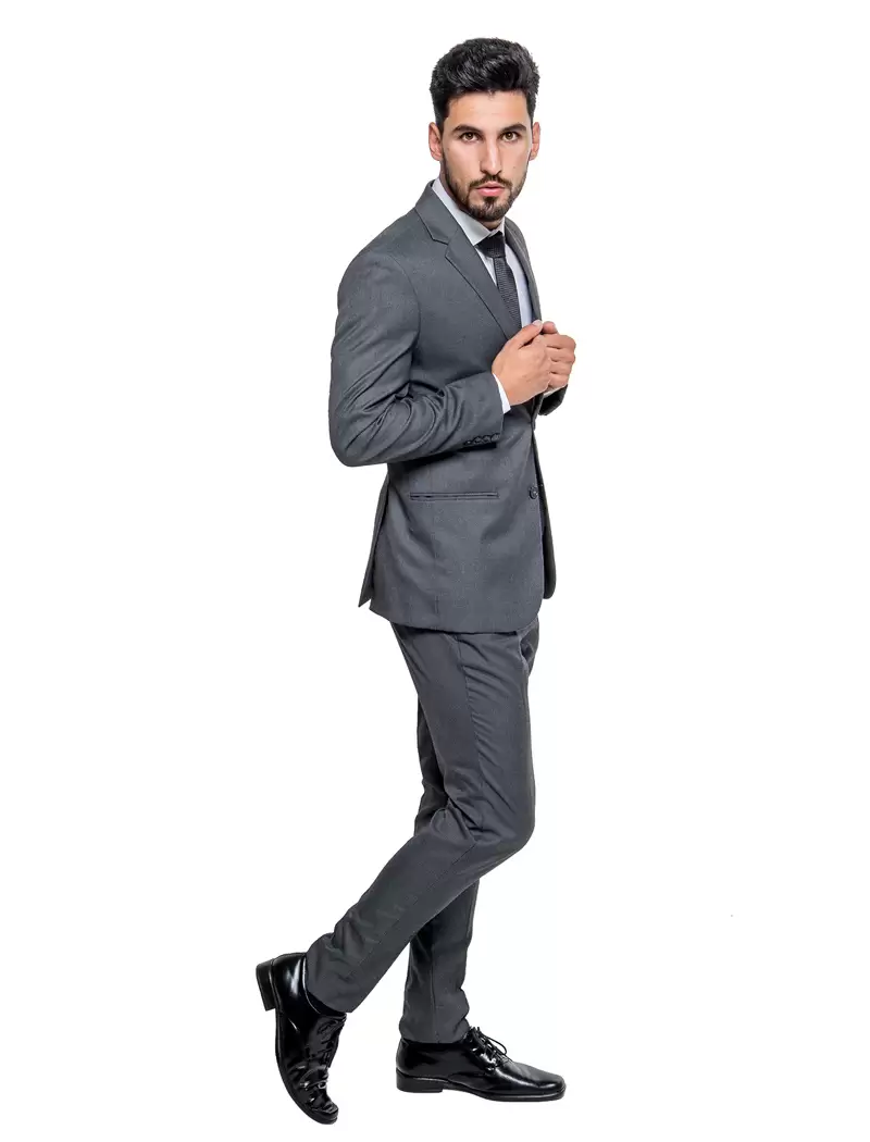 Terno Slim Cinza Chumbo Textura