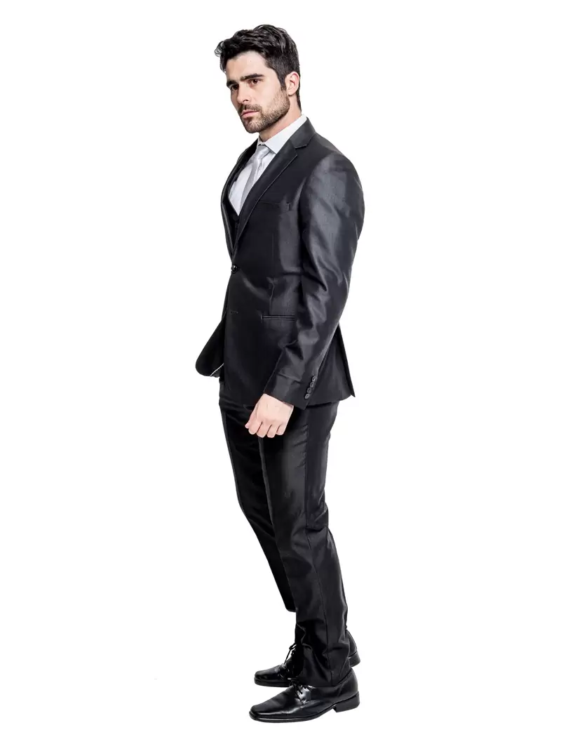 Terno Slim Preto Brilho